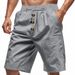 Men's Linen Blend Casual Shorts - Relaxed Fit Breathable Summer Shorts With Pockets - Lightweight Beach & Lounge Drawstring Shorts For Men_viptrois.com