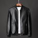 Men’s Slim-Fit PU Leather Jacket – Trendy Stand Collar Biker Coat (M-5XL, Black/Navy/Orange) Spring & Fall Fashion_viptrois.com