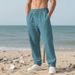 Men's Linen Casual Pants - Breathable Relaxed Fit Straight Leg Beach Trousers For Comfortable Outdoor & Daily Wear_viptrois.com