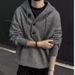 Retro Grey Hooded Sweater Men's Autumn And Winter Casual Versatile Knitted Sweater_viptrois.com