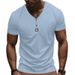 Men's Short-sleeved T-shirt Casual Sports Jacquard Pit Stripes Quick-drying Breathable Henley Shirt Short-sleeved Tops_viptrois.com