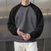 Loom Spring Autumn Short Sleeve European And American Men's Crew Neck Sweatshirt Fleece Lined Thickened 250g Loose Fit Plus_viptrois.com