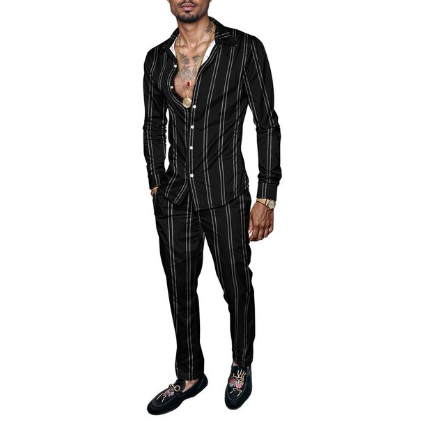 2025 Spring Summer Men Shirt Set Brand Print Fashion Simple Two Piece Set Mens Luxury Lightweight Party Long Sleeves Suit Elegan_viptrois.com