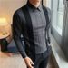 Loom Loom European Style Knitted Sweater For Men, Autumn And Winter Warm Casual Base Shirt, Turn-Down Collar Two-Piece_viptrois.com