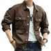 Men's Vintage Denim Jacket With Fleece Lining, Multi-Pocket Workwear Style, Heavyweight Washed Cotton For Winter_viptrois.com
