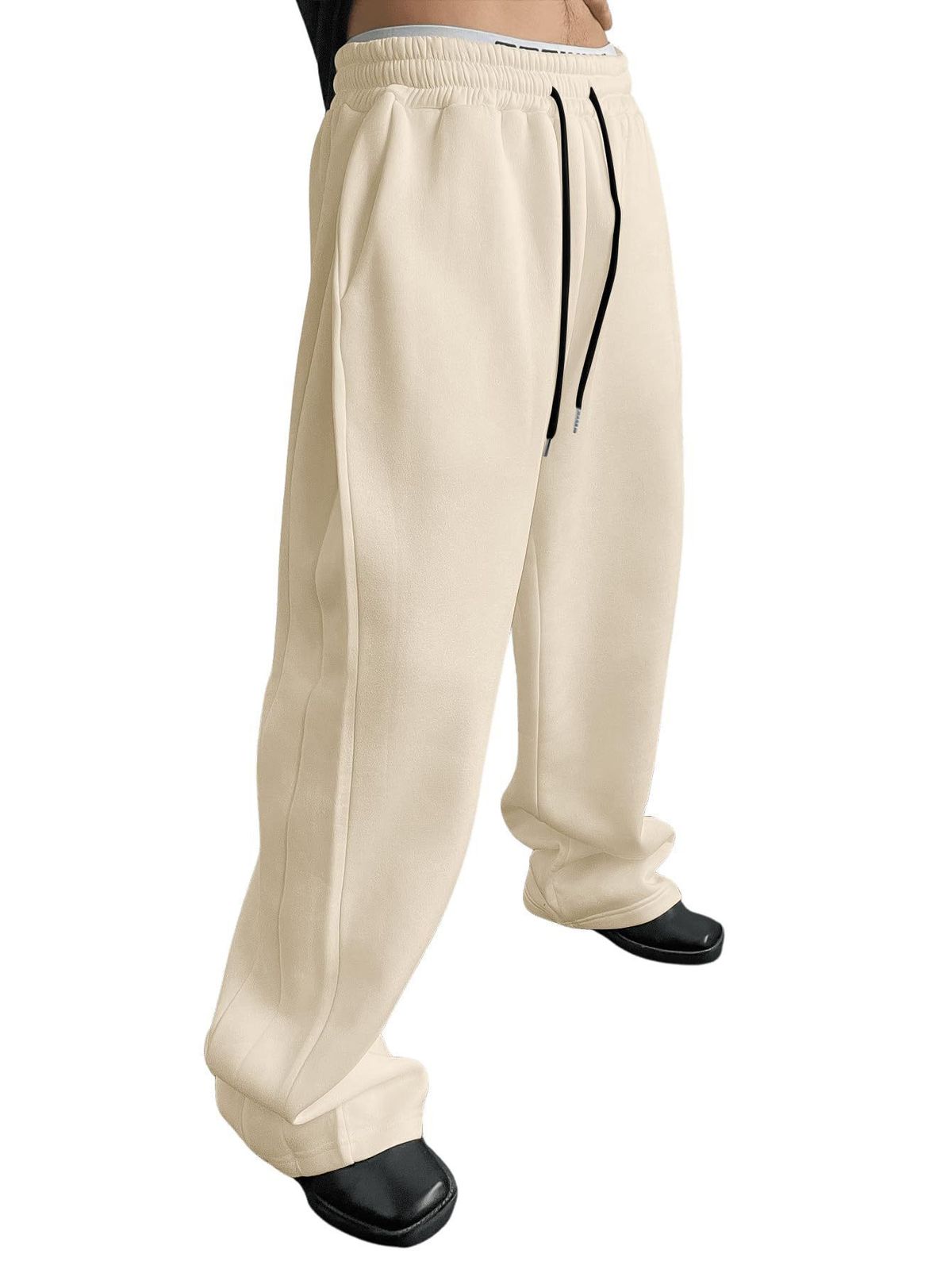 Men's Casual Jogger Pants With Drawstring Waist, Relaxed Fit Straight Leg Sweatpants With Pockets_viptrois.com