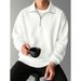 Classic American Crewneck Sweatshirt – Minimalist Pullover With Polo Collar (Black/White, M-XXL)_viptrois.com