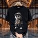 Men's Clothing Pure Cotton Heavy Short Sleeved T Shirt Fun Kitten Print Fashionable All Match Men's Tops_viptrois.com