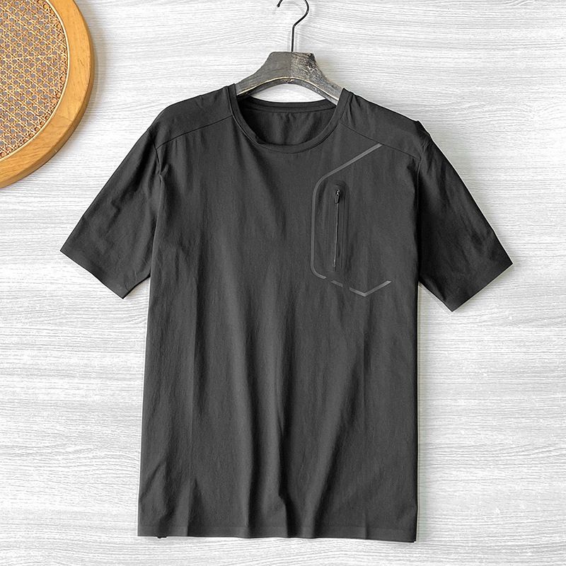 Men's Clothing Function! Laminating Process! Summer Men's Quick Drying Breathable Sports Casual Short Sleeved T Shirt_viptrois.com