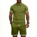 Summer Casual Men's Polo Shirt And Shorts Set Loose Fit Simple Style Men's Clothing_viptrois.com