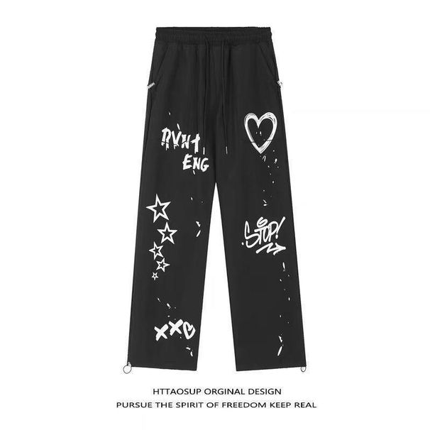 Men's Clothing Street Hip Hop Graffiti Sports Pants Men's Autumn Thin Versatile Loose Casual Pants Jazz Street Dance Pants Trendy_viptrois.com