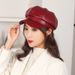 Autumn Winter Beret For Women PU Leher Solid Color Versile Artist Spring Korean Style Internet Celebrity Octagonal_viptrois.com