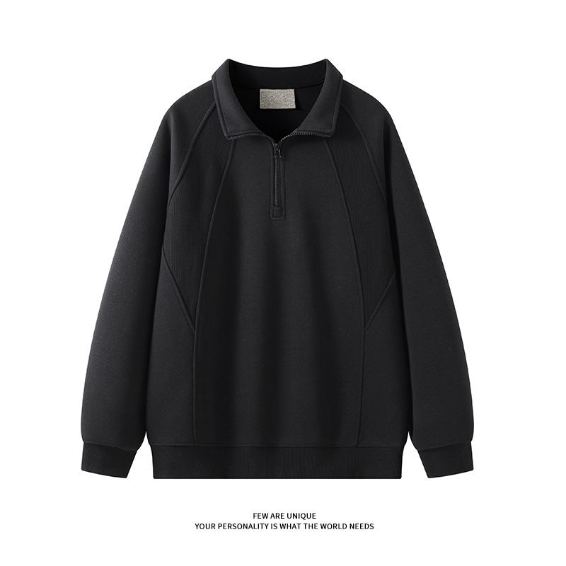 Heavy Splicing Semi-zipper Stand-up Neck Sweater Men's Autumn Trendy Brand Design Top Loose Casual Ruffian Handsome Sweater Men_viptrois.com