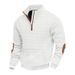 Cross-border American Autumn And Winter Men's Casual Sweater Jacquard Small Checkered Embroidered Block Stand-up Collar Loose Top_viptrois.com
