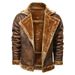 Men's Wear Lapel Leather Jacket With Fleece Thickened Casual Men's Fur Coat_viptrois.com