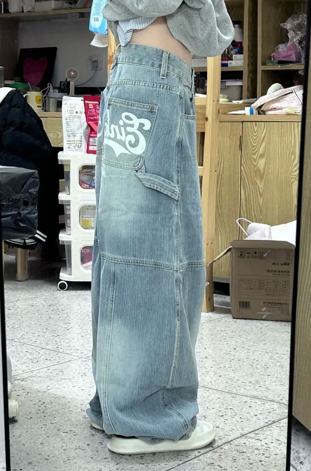 Men's Clothing Washed High Waist Jeans New Style Slim All Match Design Straight High Waist Casual Mopping Trousers_viptrois.com