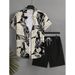 Men's Printed Resort Shirt & Shorts Set - Lightweight Summer Casual Outfit With Open Front_viptrois.com
