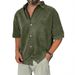 Women’s Retro Short-Sleeve Shirt – V-Neck Casual Blouse In Solid Colors (Navy/Green/Black, S-5XL)_viptrois.com