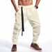 Men's High Street Drop-Crotch Jogger Pants – Waffle Knit Breathable Slim-Fit Tapered Sweatpants (S-XXXL)_viptrois.com
