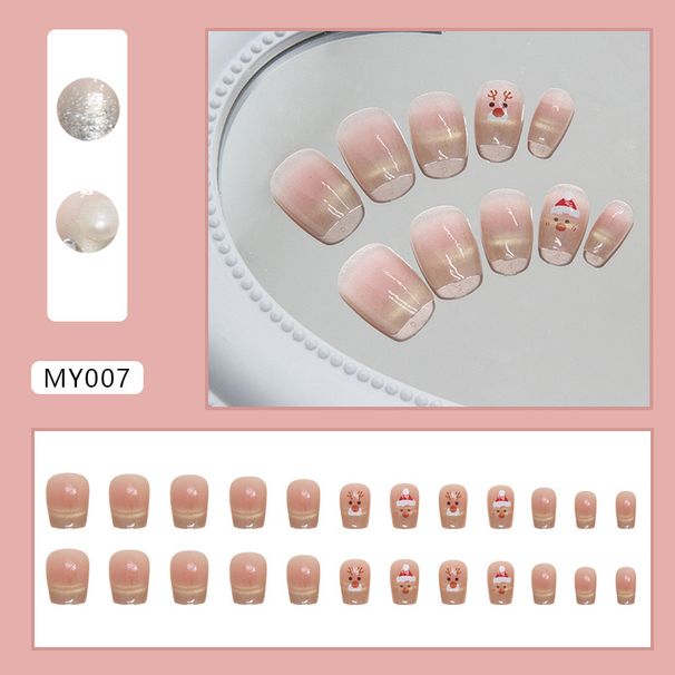 Nails Art Smile Cat Eye Christmas Wear Nail Detachable Nail Patch Nail Piece Nail Sticker Blush Nail 24 Pieces_viptrois.com