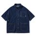 Men's Clothing Washed Pocket Workwear Short Sleeved Denim Shirt Men's And Women's Loose Half Sleeved Shirt Trend_viptrois.com