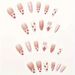 Gorgeous Wearable Nails With Flower Bowknots, Glittering Diamond Nail Pieces, Almond Shaped Short False Nails, Finished Products_viptrois.com