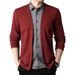 CT Spring And Autumn Fashion Men's Clothing Two-Piece Shirt Collar Knitted New Long Sleeve Slim Fit Casual Cardigan_viptrois.com