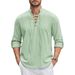 Renaissance Shirt Pirate Medieval Viking Top Cotton Linen Shirts Men's Long Sleeve Halloween Costume_viptrois.com