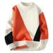 Men's Clothing Knitted Sweater Winter Warm Semi-Turtleneck Pullover With Jacquard Pattern, Soft Modal Blend Fabric, Slim Fit Long Sleeve Casual Top_viptrois.com