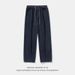 Men's Clothing Denim Retro Jeans For Men, New Spring Models, Pleated Design At The Bottom, American Loose Style, Personality Waist Rope Trousers_viptrois.com