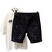 Men's Clothing Summer Thin Style Cat Whisker Ripped Personality Ink Splash Slim Fit Skinny Feet Cool Shorts_viptrois.com