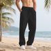 Men's Linen Casual Pants - Breathable Relaxed Fit Straight Leg Beach Trousers For Comfortable Outdoor & Daily Wear_viptrois.com