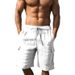 Men's Multi-Pocket Drawstring Waist Work Shorts - Breathable Linen Blend Casual Summer Shorts With Elastic Comfort_viptrois.com