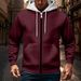 Cross-Border Foreign Trade New Men's Zipper Hooded Long Sleeve Solid Color Top Fleece Casual Sports Fashion Sweatshirt_viptrois.com