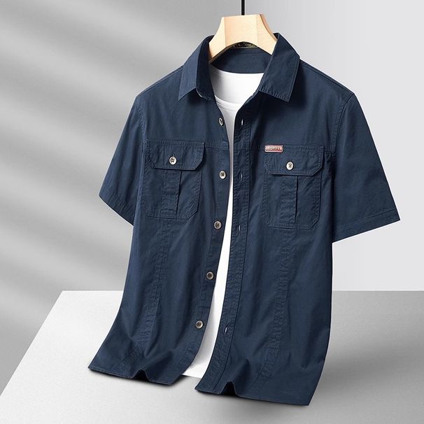 Men's Clothing American Style Workwear Trendy Casual Short Sleeved Shirt For Men, New Summer 2025 Style, Fashionable Multi Pocket Shirt Jacket._viptrois.com