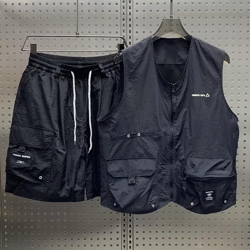 Summer Plus Size 150Kg Casual Workwear Vest For Men American Style Loose Tank Top Shorts Two-Piece Set Trendy_viptrois.com