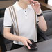 Summer New Collection: Ice Silk, Leading Striped Collar Polo Sweater, Short Sleeve Knitted T-shirt_viptrois.com