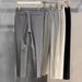 Men's Straight-Leg Casual Pants Plus Size Slim Fit Black Autumn/Winter Suit Pants Simple Style Ninemeter Shorts_viptrois.com
