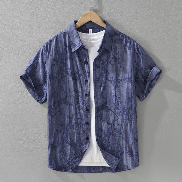 Trendy Printed Short Sleeved Shirt For Men, Fashionable And Versatile, Artistic And Casual Loose Top_viptrois.com