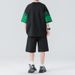 2025 Casual Sports Suit Summer Trendy Brand Tie Dye Ice Silk T-Shirt Men's Youth Short Sleeved Shorts Paired With One_viptrois.com