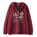 Men's Clothing Trendy Simple Design Watercolor Style Letter Print Zipper Sweater Casual Loose Sweater Cardigan Jacket_viptrois.com