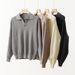 Men's Clothing V Neck Sweater Pullover Thick Needle Lapel Polo Long Sleeve Solid Color Spring And Autumn Tops_viptrois.com