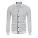 Men's Retro Fleece Baseball Jacket – Stand Collar, Button-Up, Loose Fit (Navy/Black/Red/Light Gray/Royal Blue, S-XXXL)_viptrois.com