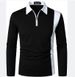 Men's Long Sleeve Polo Shirt Fashionable Two Tone Stylish Collared Breathable Top for Foreign Trade_viptrois.com