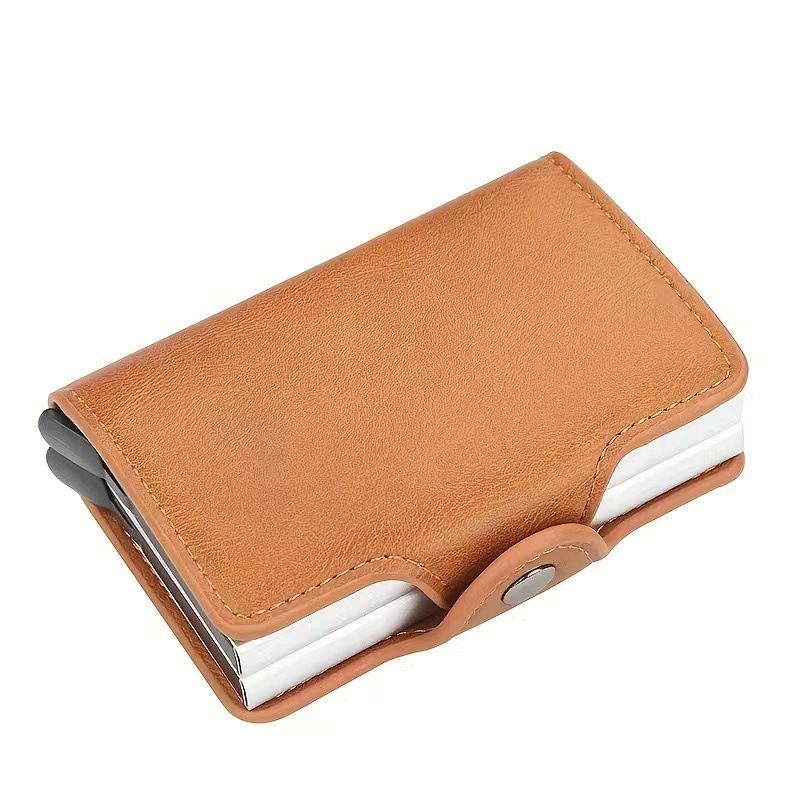 Men's Wallet Card Cases Dual Card RFID Automatic Card Holder Men's Short Double Layer Carbon Fiber Anti Theft Card Holder Magnetic Buckle Card Holder_viptrois.com