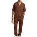 Men's Wrinkle-Resistant Casual Suit Set – Short Sleeve Shirt & Relaxed Fit Pants | Lightweight Polyester For Spring & Summer_viptrois.com