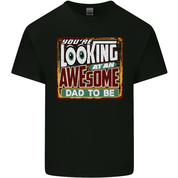 An Awesome Dad To Be New Daddy Baby Mens Cotton T-Shirt Mens Womens Tees Top Tee Top_viptrois.com