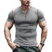 Summer Sports Fitness Slim Fit Breathable Men's Short Sleeve T-Shirt Men's Muscle Henry Shirt Men's T-Shirt_viptrois.com
