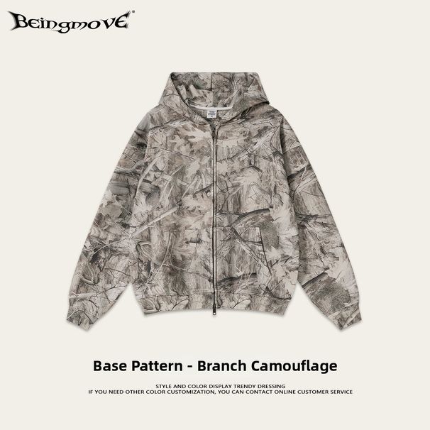 Men's Street Style Chic Winter Camouflage 3D Print Hoodie Zip up Sweatshirt Trendy European And American Design_viptrois.com