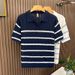 Men's Clothing Men's Collared Knit Sweater Short Sleeved Cool Stylish Hollowed Out Breathable Striped Heavyweight Style Top_viptrois.com